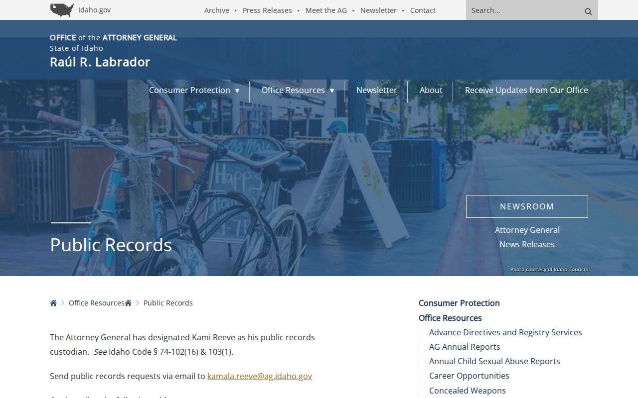 Idaho Attorney General public records guidance for lawful record access