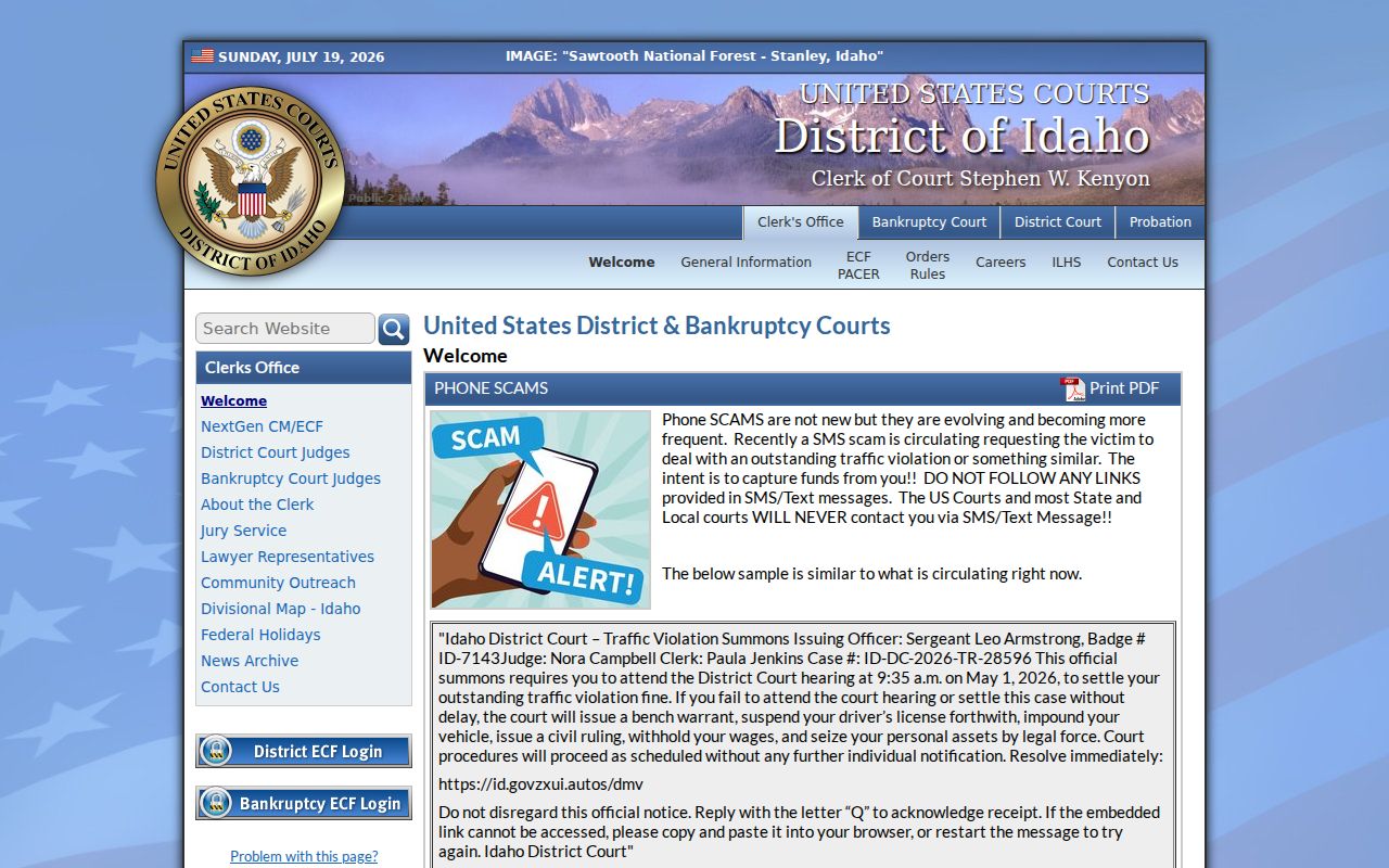 Georgetown criminal history District of Idaho court
