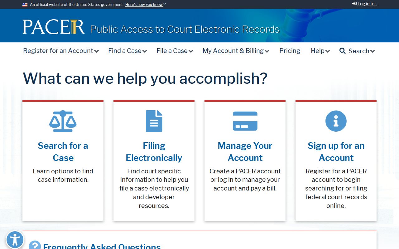 Georgetown criminal records PACER federal court search