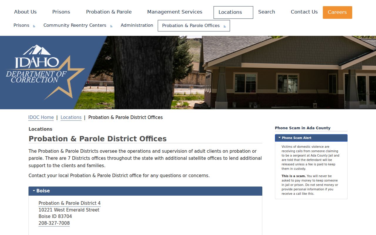 Paris criminal history IDOC district offices